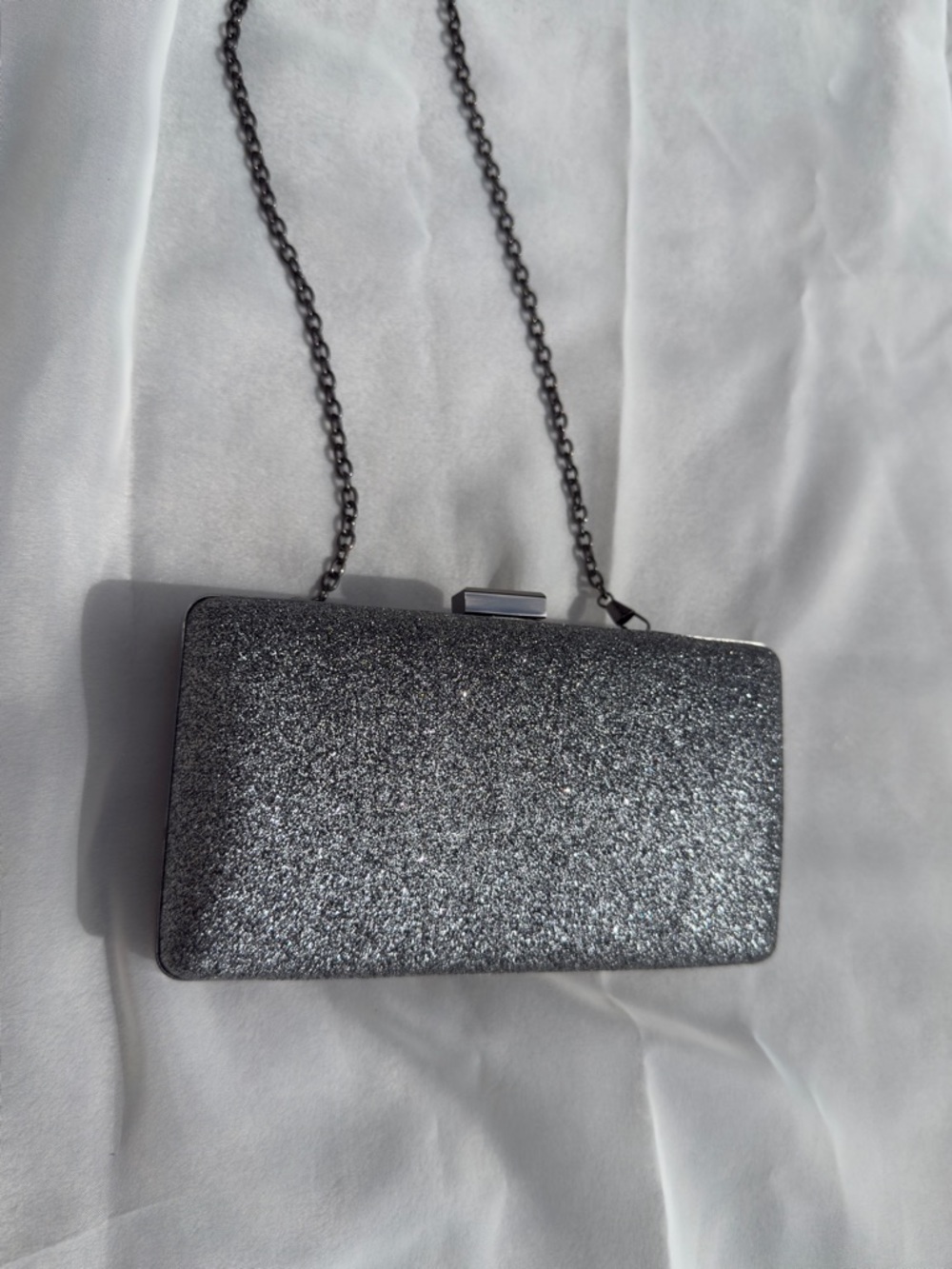 NATASHA Gunmetal Gray Swarovski Crystals Embellished Crossbody Evening Bag - Picture 4 of 12
